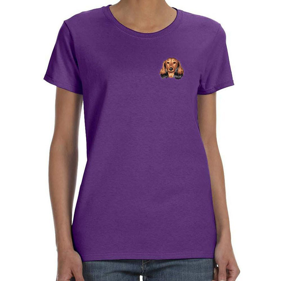 Embroidered Ladies T-Shirts Purple 3X Large Dachshund D109