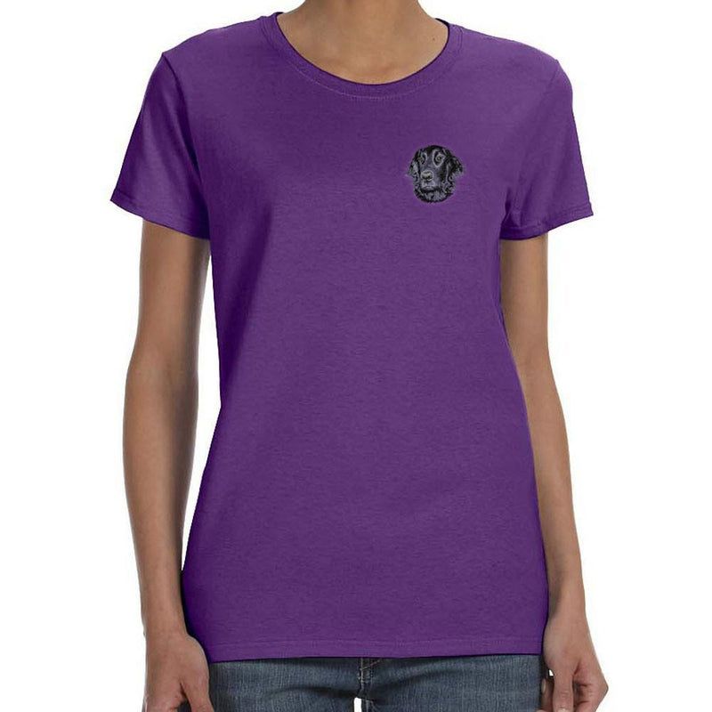 Flat-Coated Retriever Embroidered Ladies T-Shirts