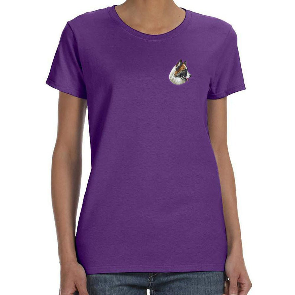 Embroidered Ladies T-Shirts Purple 3X Large Icelandic Sheepdog DJ482