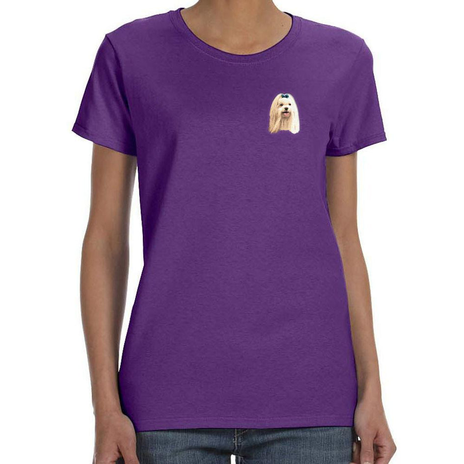 Embroidered Ladies T-Shirts Purple 3X Large Maltese D64
