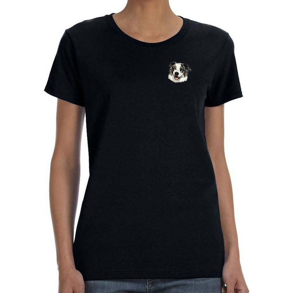 Australian Shepherd Embroidered Ladies T-Shirts