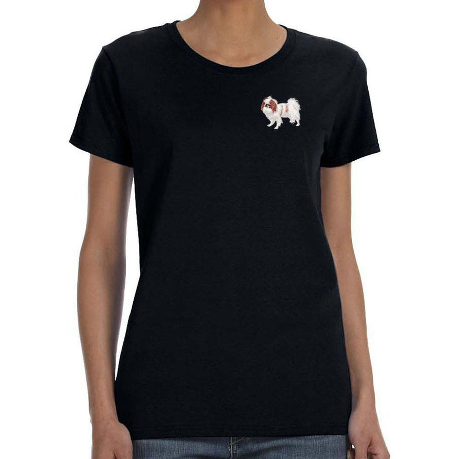 Japanese Chin Embroidered Ladies T-Shirts
