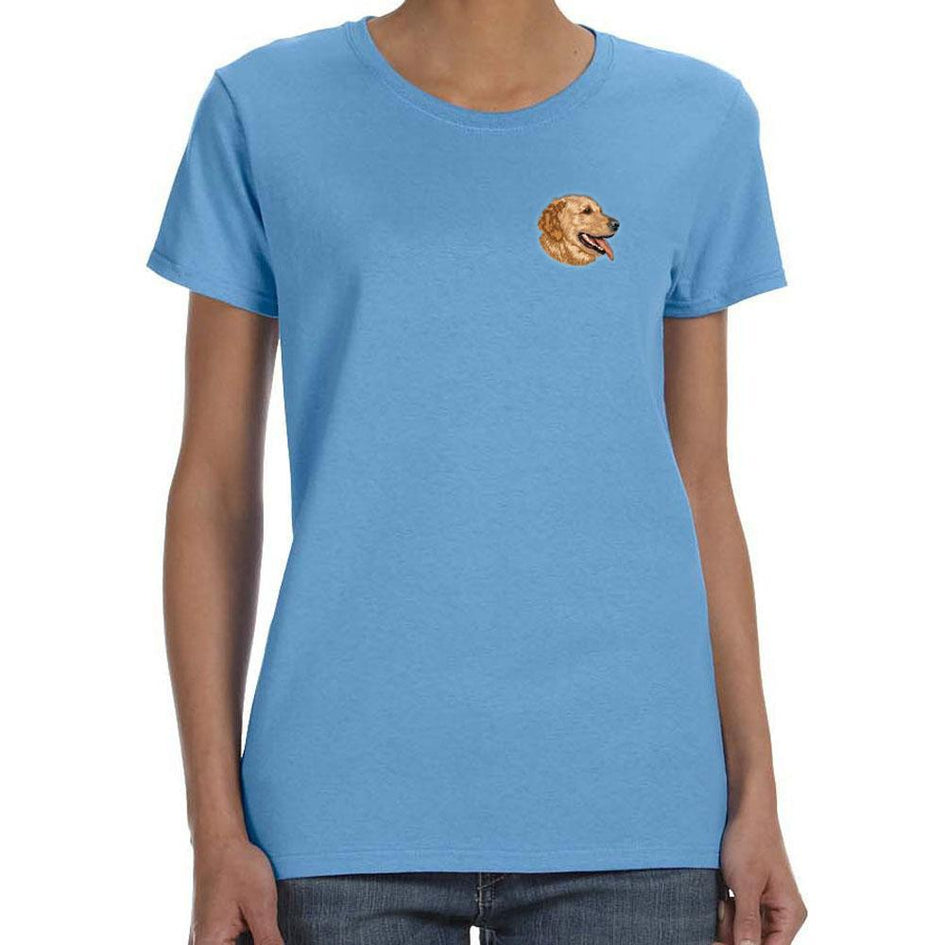 Embroidered Ladies Gildan T-Shirts Carolina Blue 3X Large Golden Retriever D5