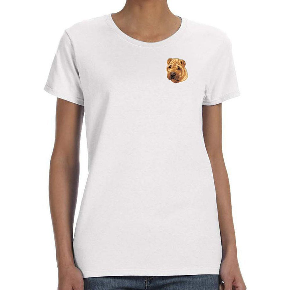 Chinese Shar-Pei Embroidered Ladies T-Shirts
