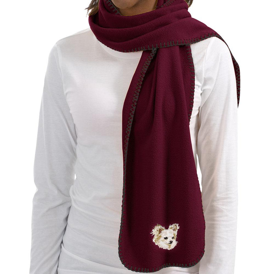 Embroidered Scarves Maroon  Chihuahua DV206