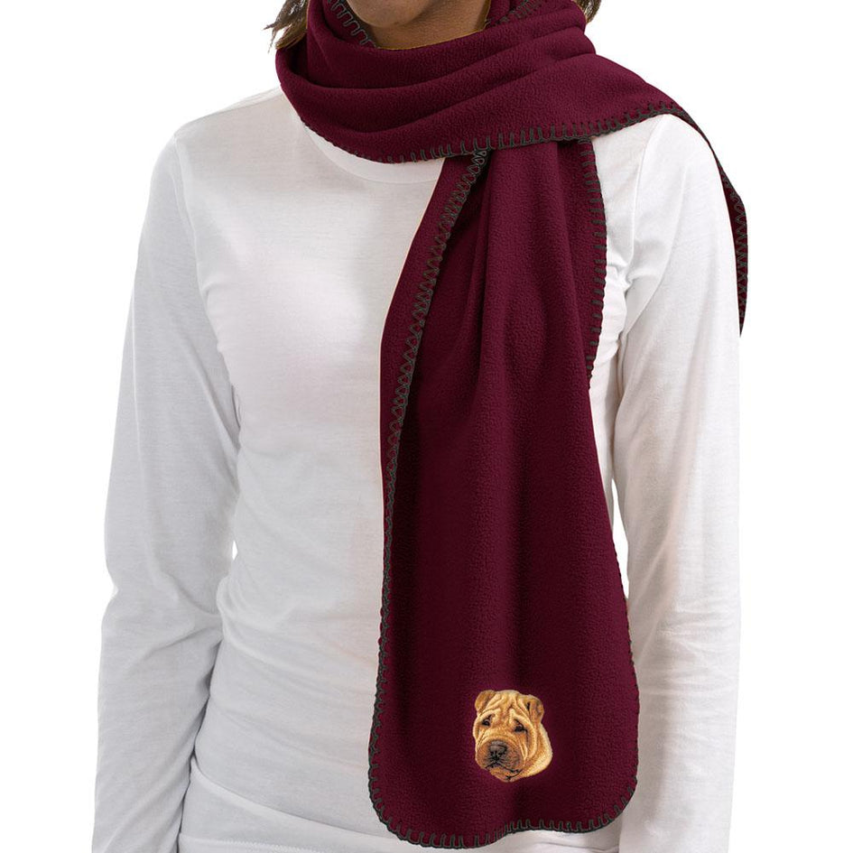 Embroidered Scarves Maroon  Chinese Shar Pei D77