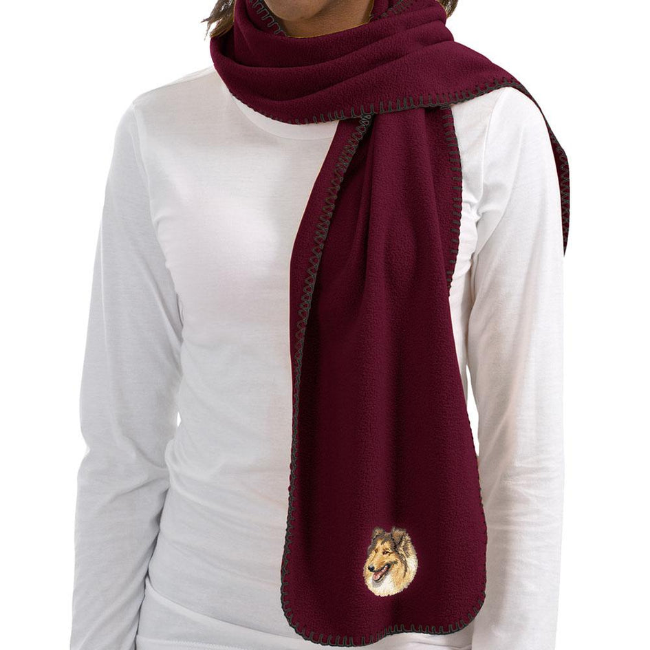 Embroidered Scarves Maroon  Collie DV417