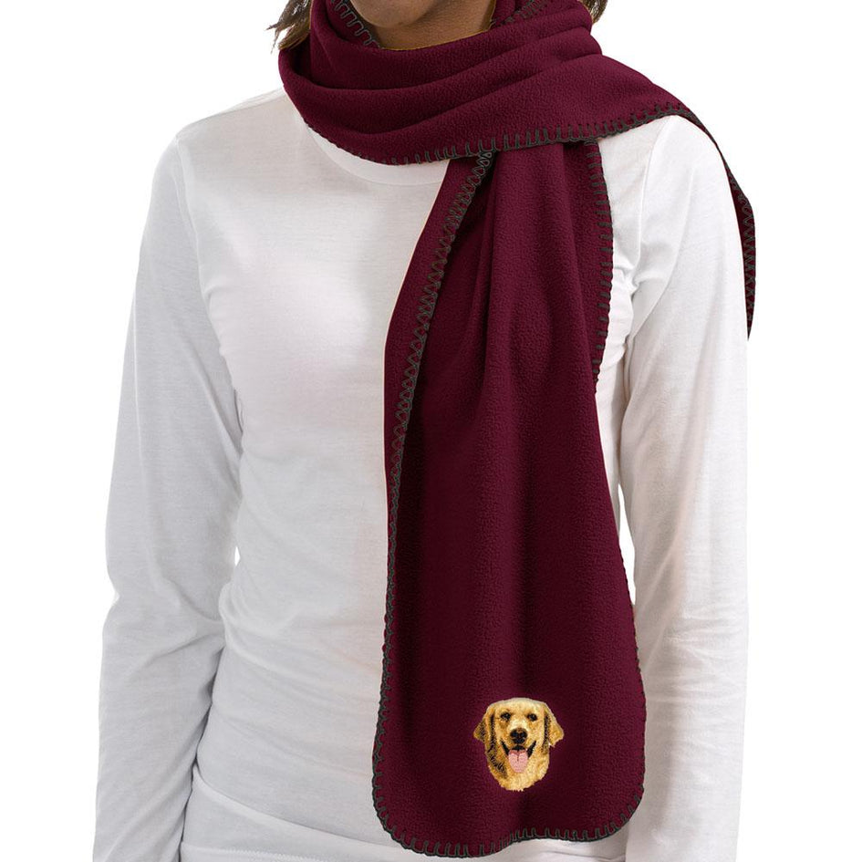 Embroidered Scarves Maroon  Golden Retriever D5