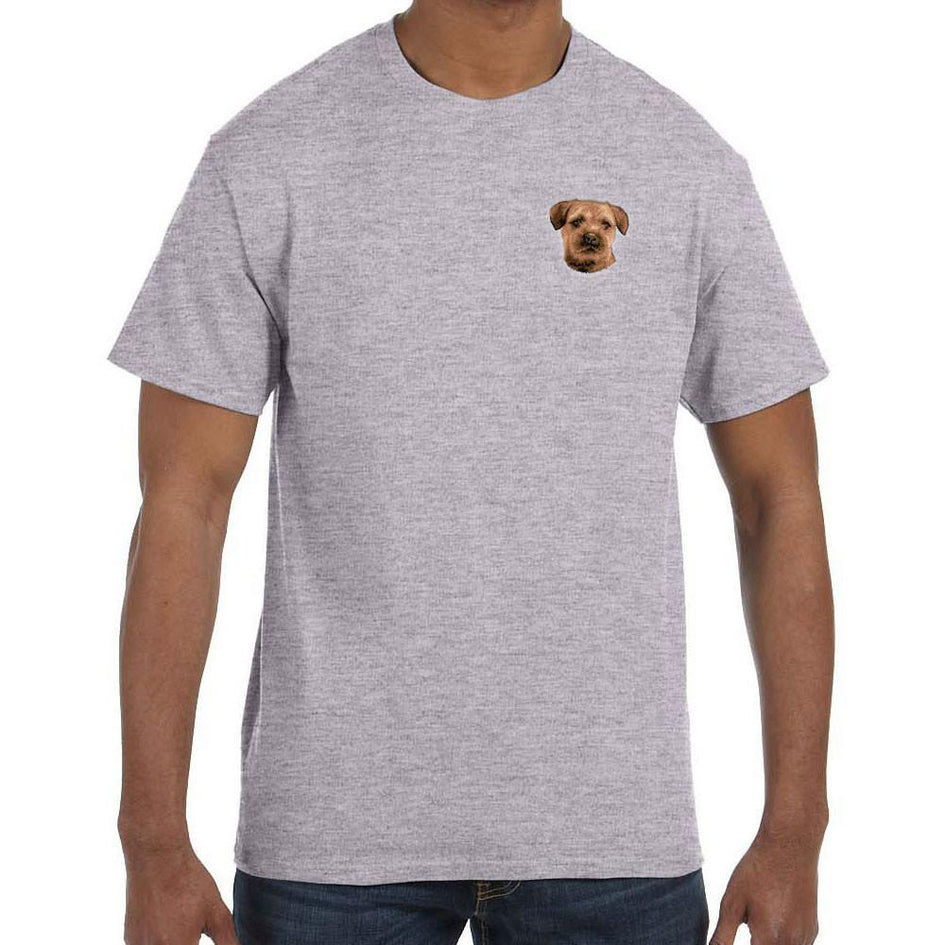 Embroidered Mens T-Shirts Sport Gray 3X Large Border Terrier D51