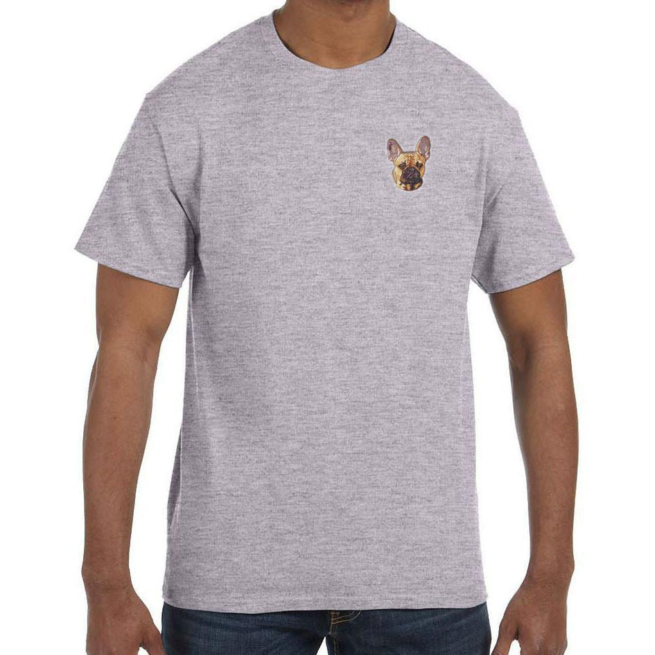 Embroidered Mens T-Shirts Sport Gray 3X Large French Bulldog DN333