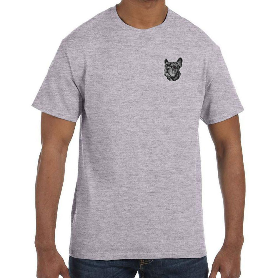 Embroidered Mens T-Shirts Sport Gray 3X Large French Bulldog DV352