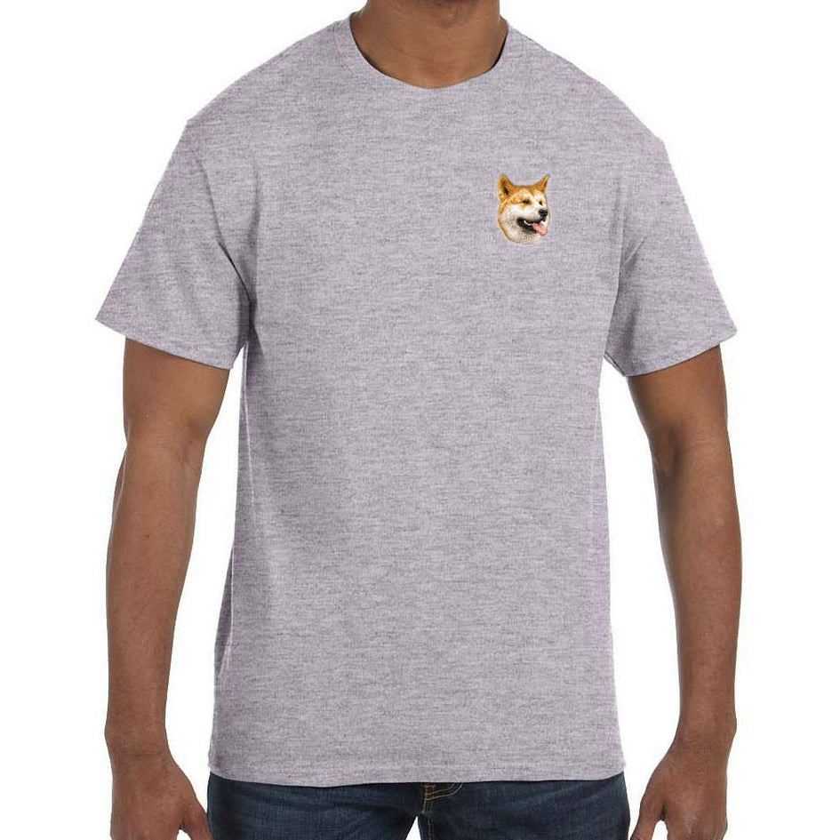 Embroidered Mens T-Shirts Sport Gray 3X Large Shiba Inu D91