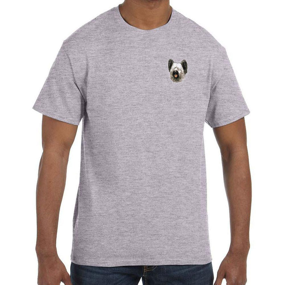 Embroidered Mens T-Shirts Sport Gray 3X Large Skye Terrier DN392