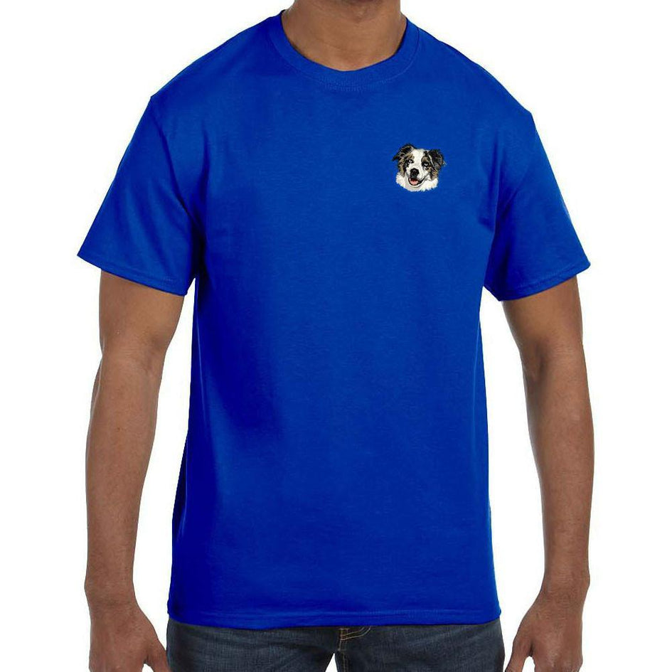 Embroidered Mens T-Shirts Royal Blue 3X Large Australian Shepherd DV164
