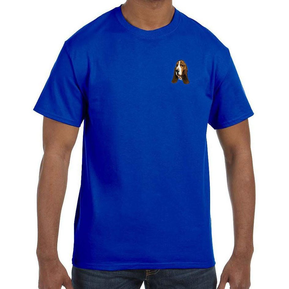 Embroidered Mens T-Shirts Royal Blue 3X Large Basset Hound DJ229
