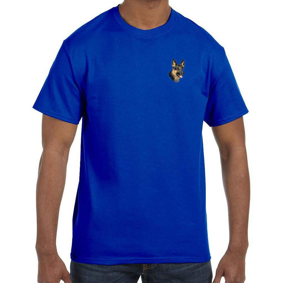 Embroidered Mens T-Shirts Royal Blue 3X Large German Shepherd Dog D70