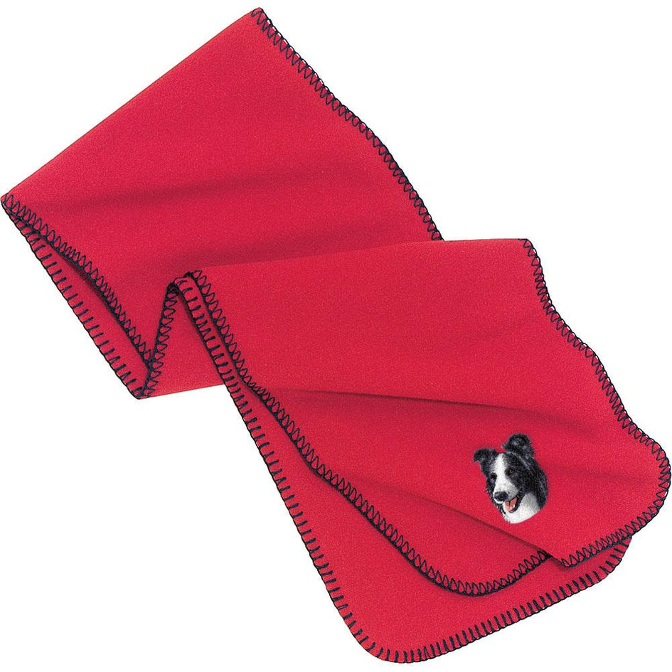 Embroidered Scarves Red  Border Collie D16