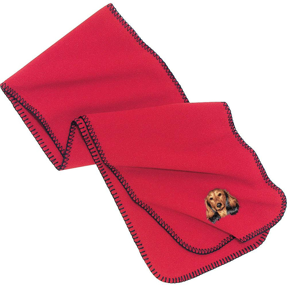 Embroidered Scarves Red  Dachshund D109