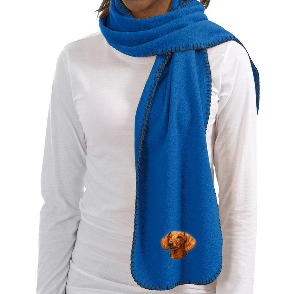 Embroidered Scarves Royal Blue  Dachshund D29