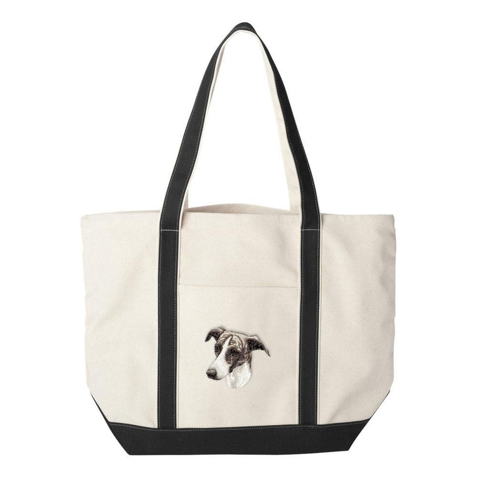 Embroidered Tote Bag Black  Greyhound D69