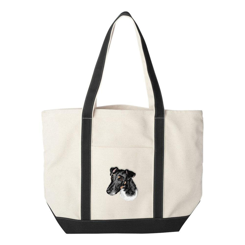 Embroidered Tote Bag Red  Smooth Fox Terrier D134