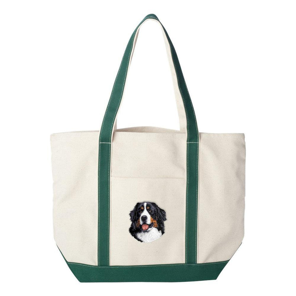 Embroidered Tote Bag Red  Bernese Mountain Dog D13
