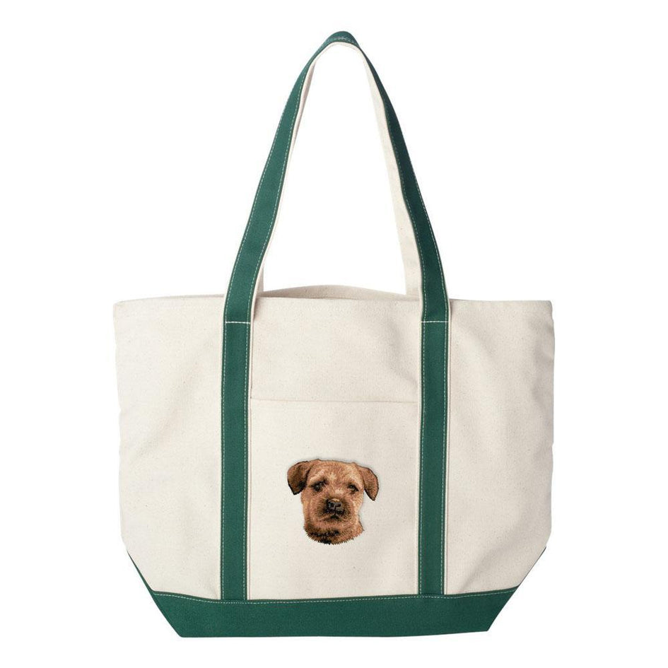 Embroidered Tote Bag Red  Border Terrier D51