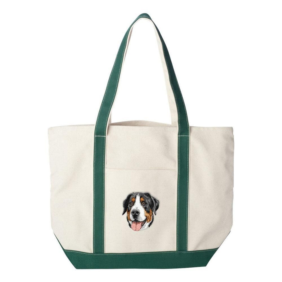 Embroidered Tote Bag Red  Greater Swiss Mountain Dog DV379