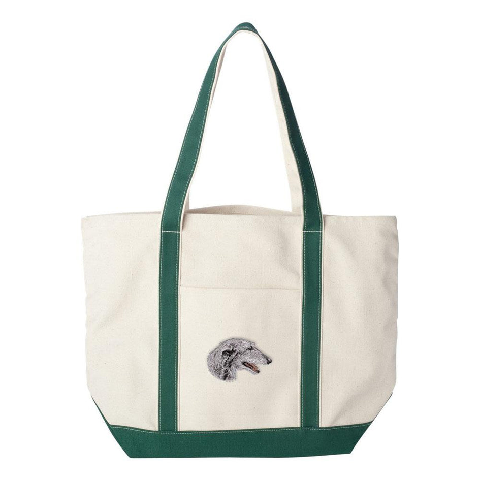 Embroidered Tote Bag Red  Scottish Deerhound D52