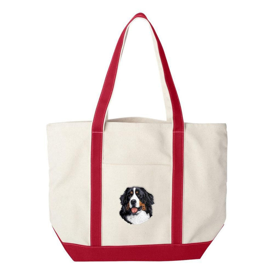 Embroidered Tote Bag Green  Bernese Mountain Dog D13