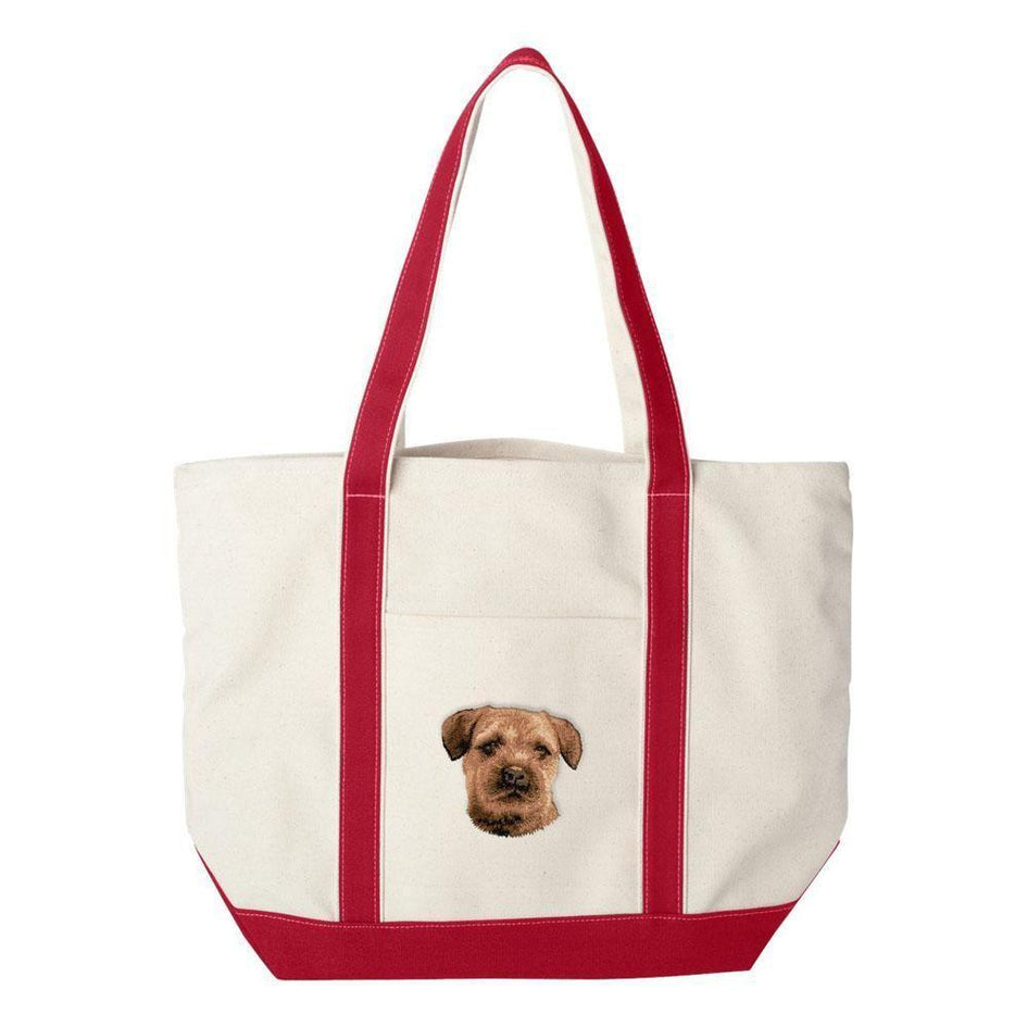 Embroidered Tote Bag Green  Border Terrier D51