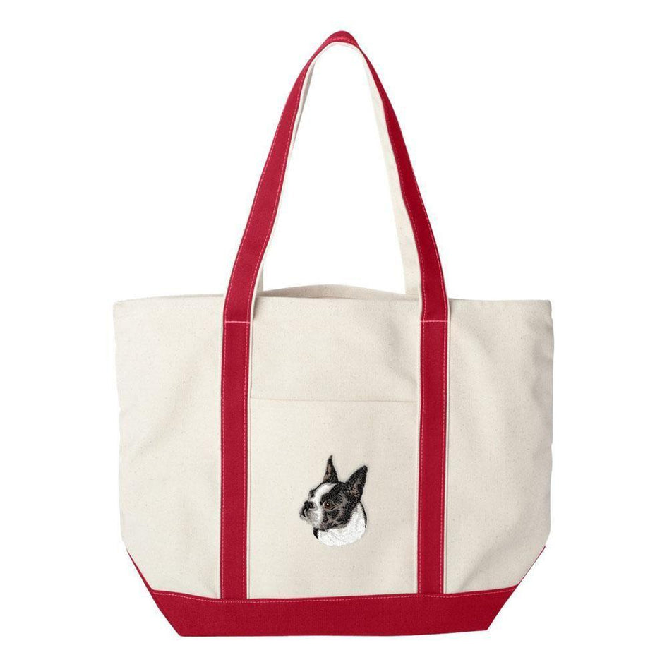 Embroidered Tote Bag Green  Boston Terrier D50