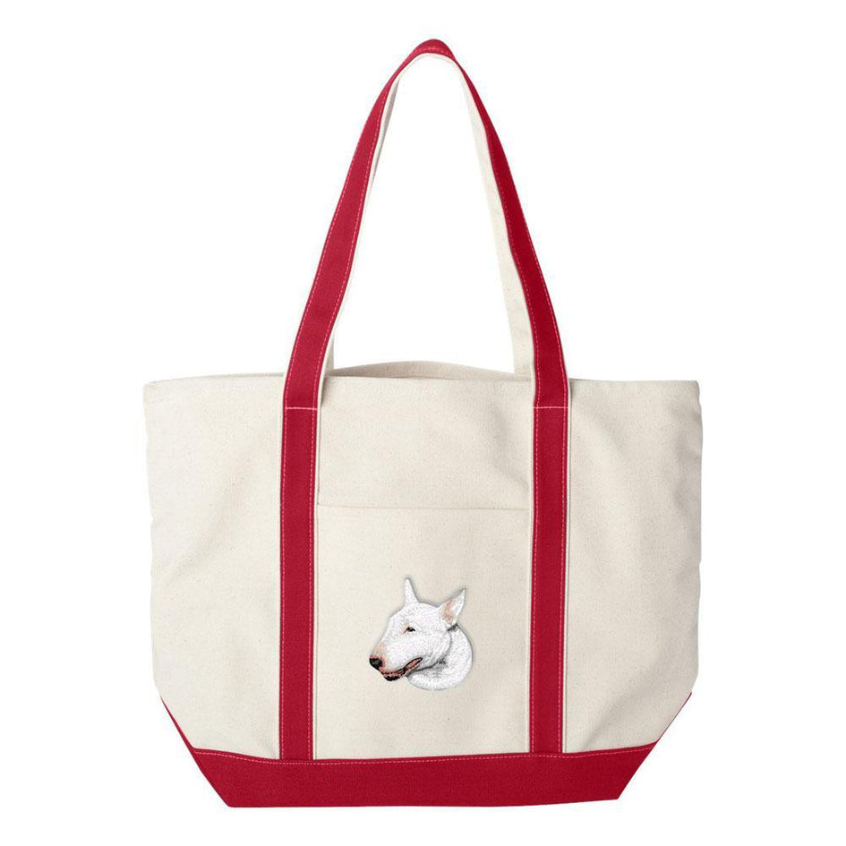 Embroidered Tote Bag Green  Bull Terrier D88