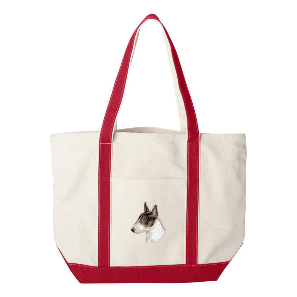 Embroidered Tote Bag Green  Bull Terrier D96
