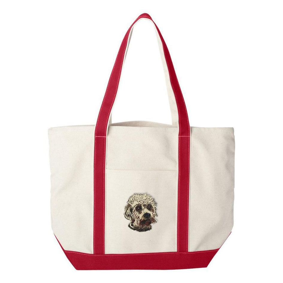Embroidered Tote Bag Green  Dandie Dinmont Terrier DJ299
