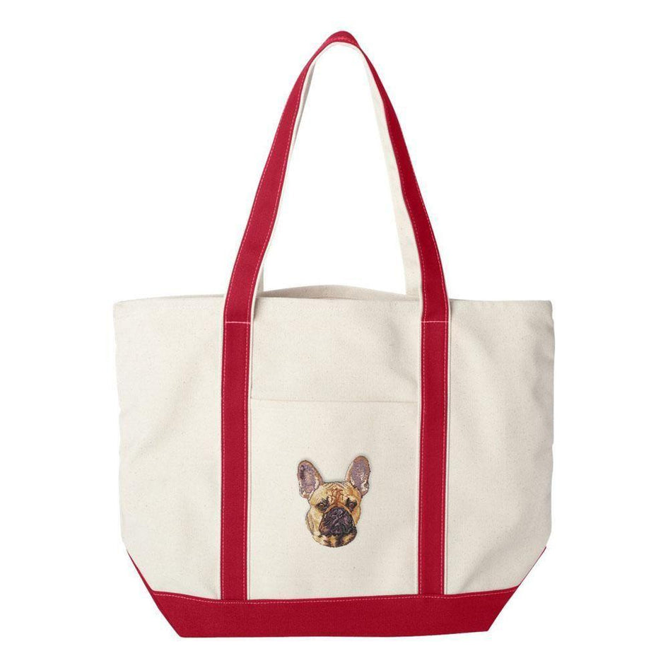 Embroidered Tote Bag Green  French Bulldog DN333