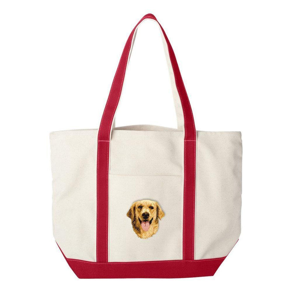 Embroidered Tote Bag Green  Golden Retriever D5