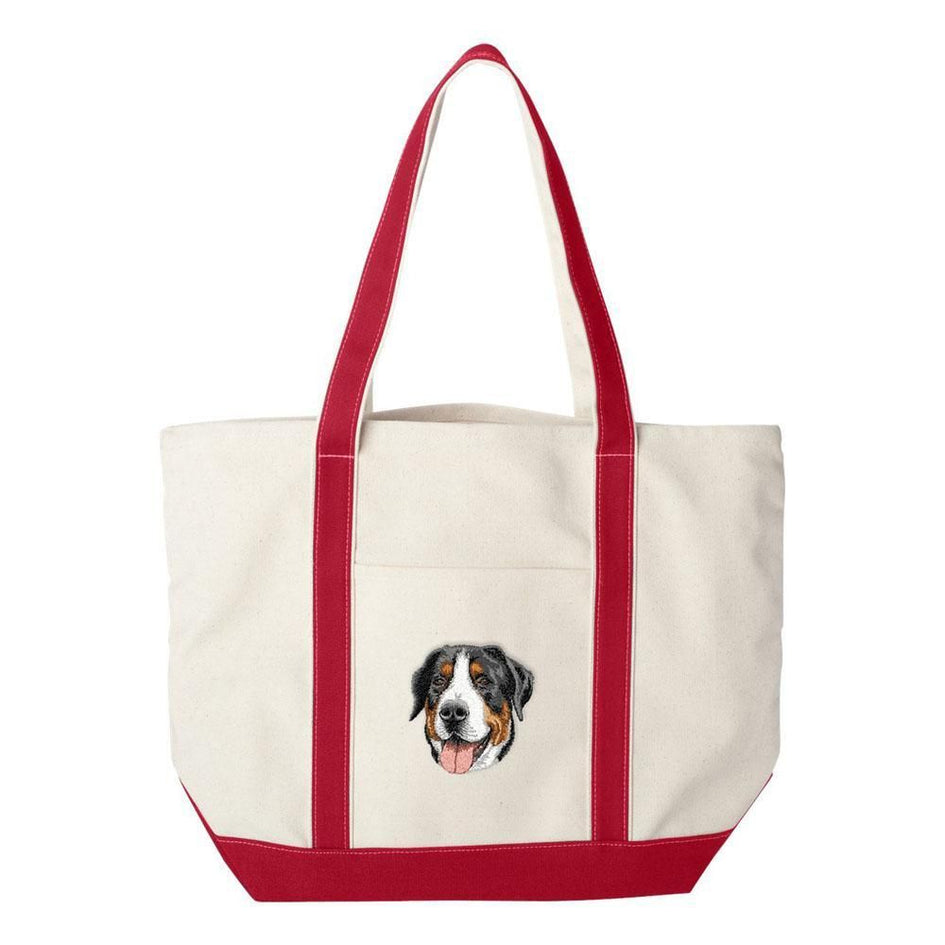 Embroidered Tote Bag Green  Greater Swiss Mountain Dog DV379