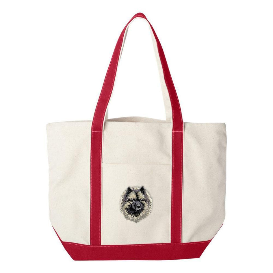 Embroidered Tote Bag Green  Keeshond DV169
