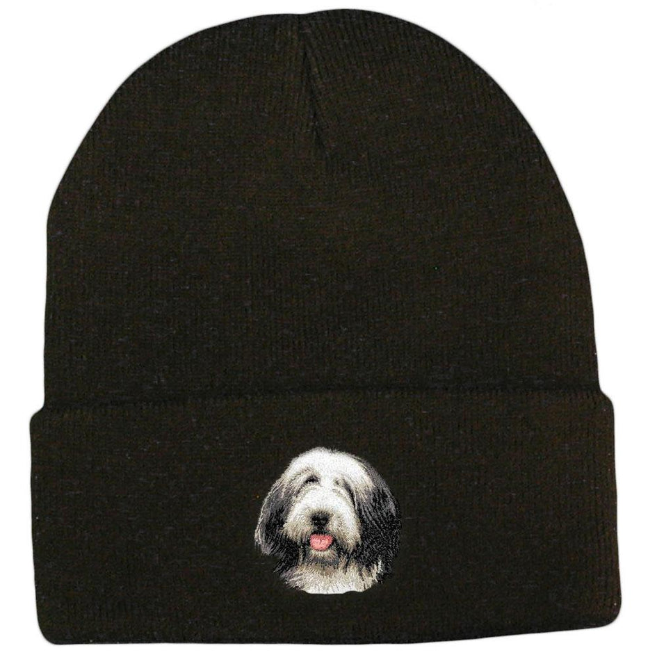 Embroidered Beanies Black  Bearded Collie D37