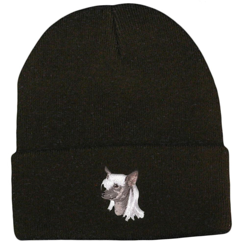 Embroidered Beanies Black  Chinese Crested D140