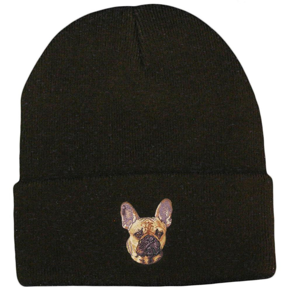 Embroidered Beanies Black  French Bulldog DN333