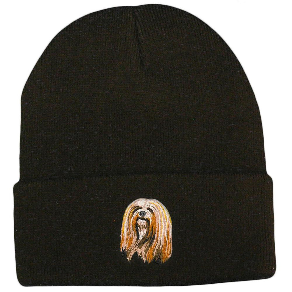 Embroidered Beanies Black  Lhasa Apso DM161