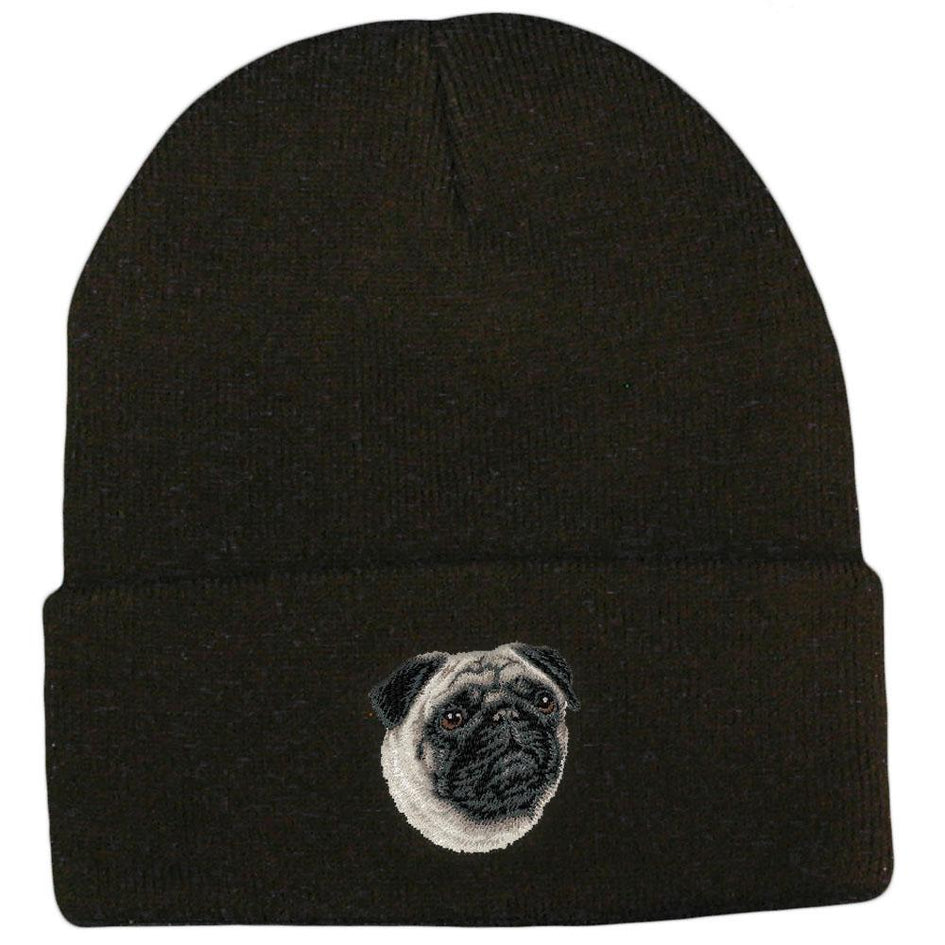 Embroidered Beanies Black  Pug D63