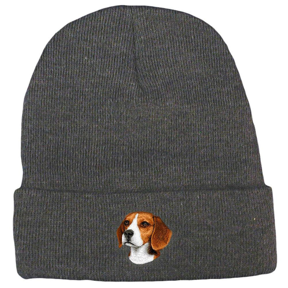 Embroidered Beanies Gray  Beagle D31