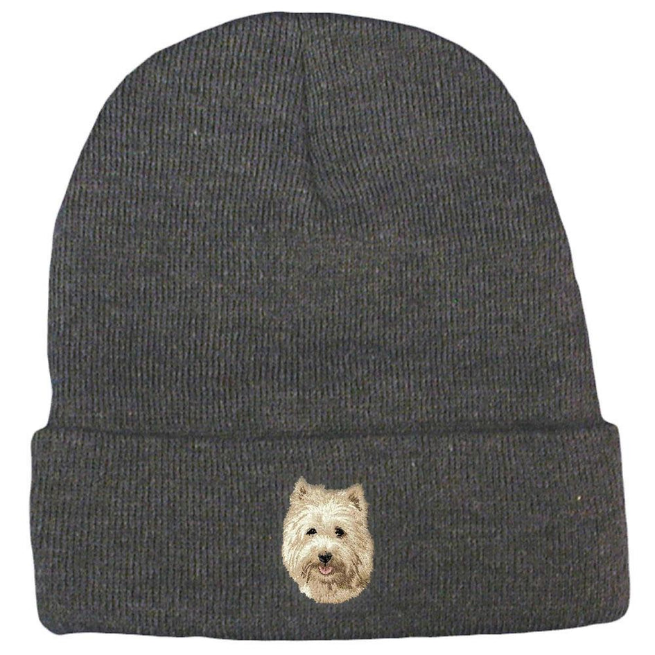 Embroidered Beanies Gray  Cairn Terrier D106