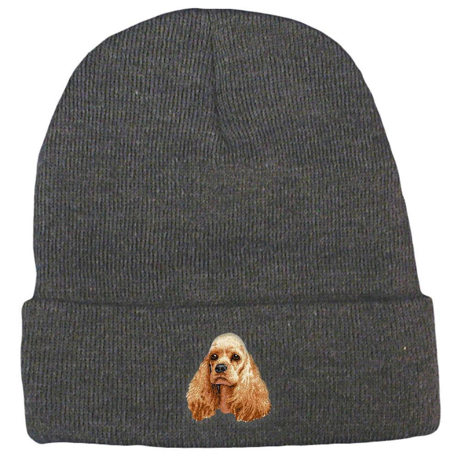 Embroidered Beanies Gray  Cocker Spaniel D20