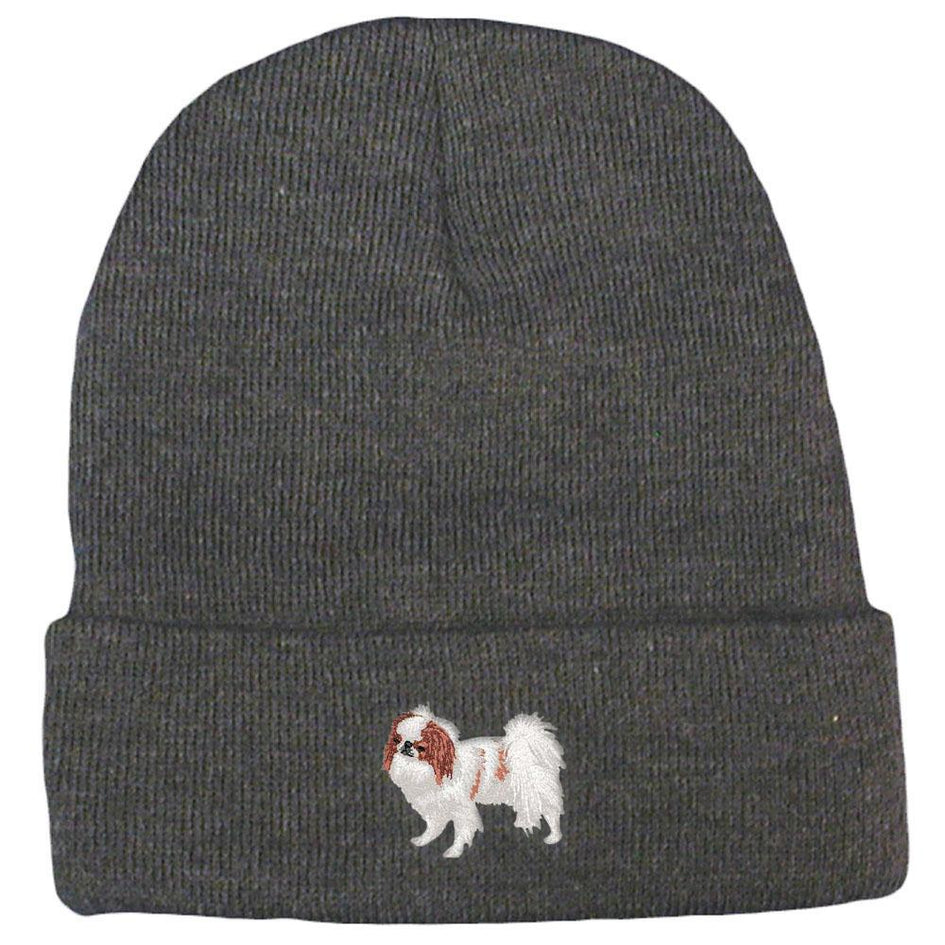 Embroidered Beanies Gray  Japanese Chin DV213