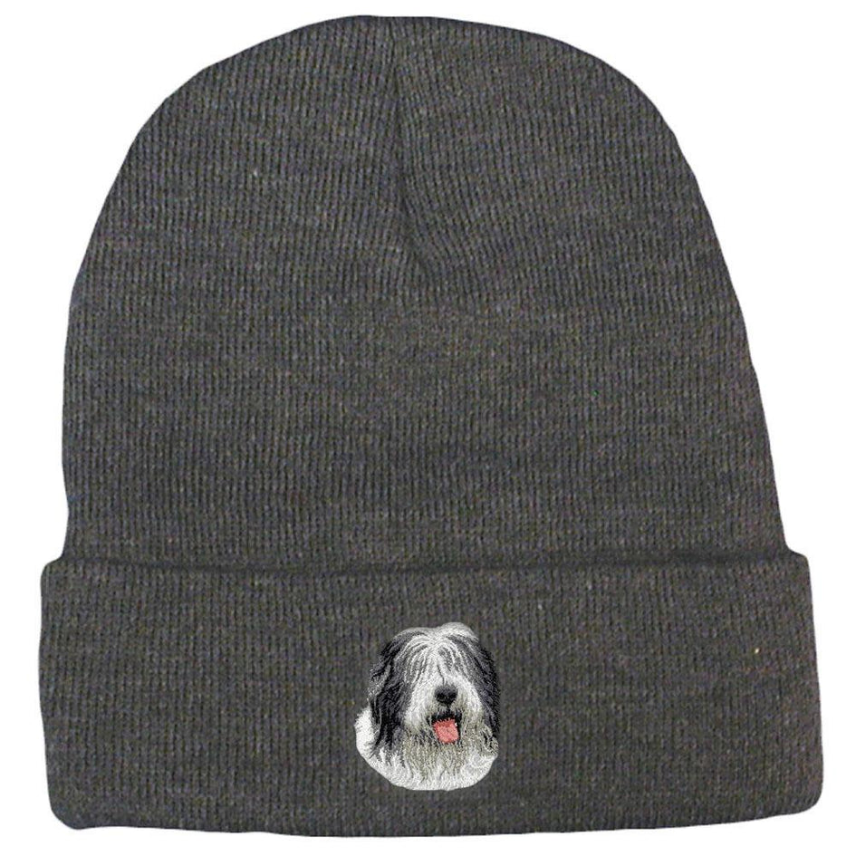 Embroidered Beanies Gray  Old English Sheepdog D40