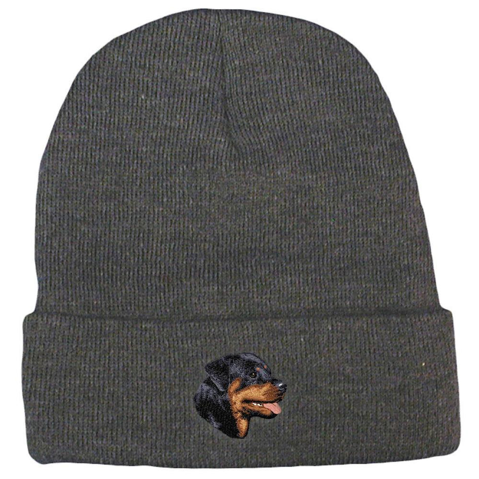 Embroidered Beanies Gray  Rottweiler D7